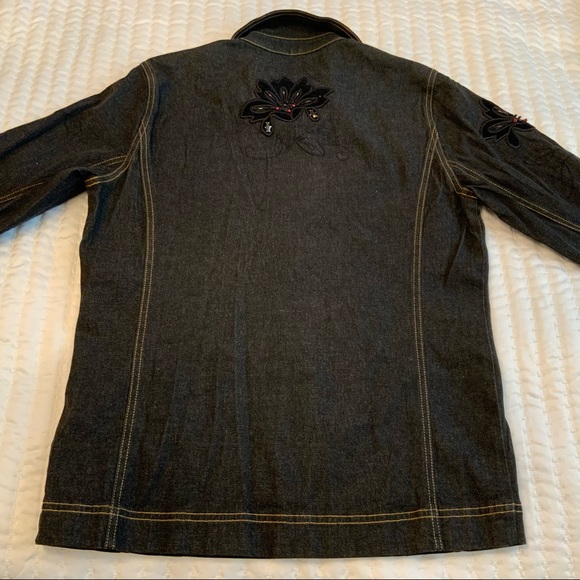 Graff Wear Vintage Embellished Black Denim Jean Jacket Size PXS - Picture 9 of 10